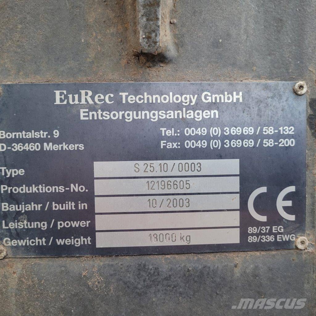 EuRec S 25.10 Masina de tocat deseuri