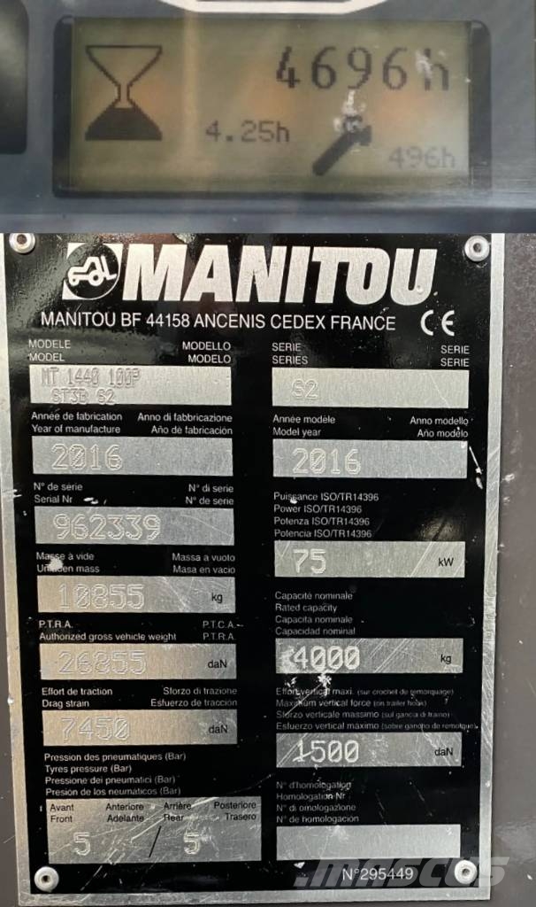 Manitou MT1440 100P/ST3B-S2 Moteur a réparer Τηλεσκοπικοί τροχοφόροι φορτωτές