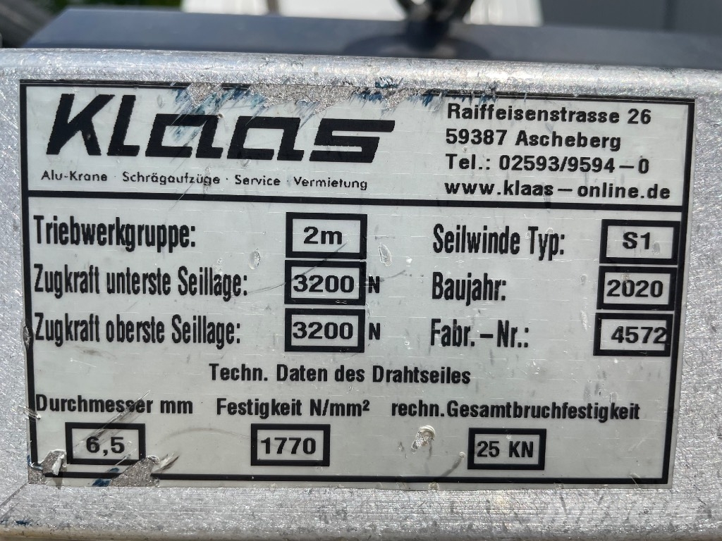 Klaas Toplight 21 AE SOLD Ostali kranovi i platforme