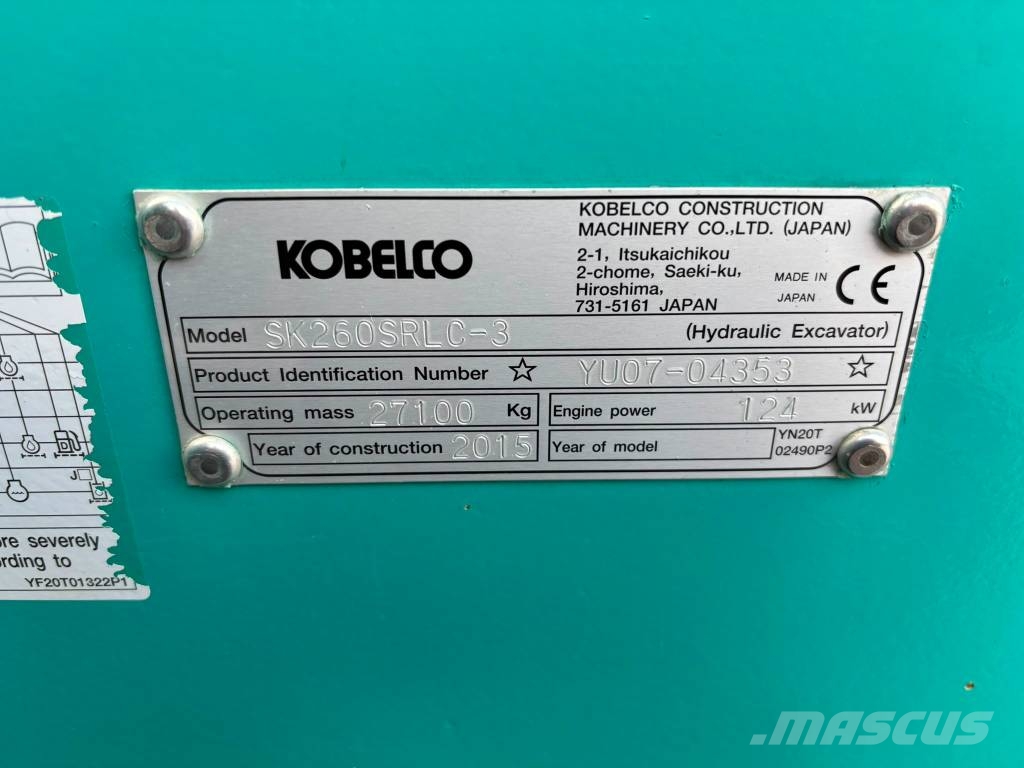 Kobelco SK 260 SR LC-3 / Rototilt, Rasvari حفارات زحافة