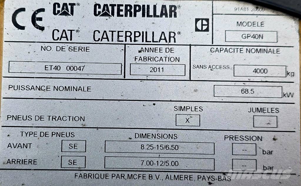 CAT GP 40 N Gāzes autoiekrāvēji (LPG)