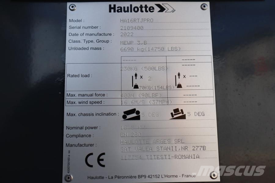 Haulotte HA16RTJ Pro Valid Inspection, *Guarantee! Diesel, Kuukulkijat