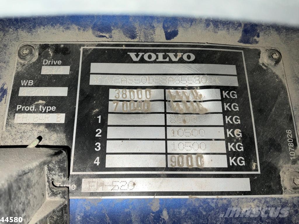 Volvo FH 520 8x4 Euro 5 Hiab 24 Tonmeter laadkraan + Fly Kranen voor alle terreinen