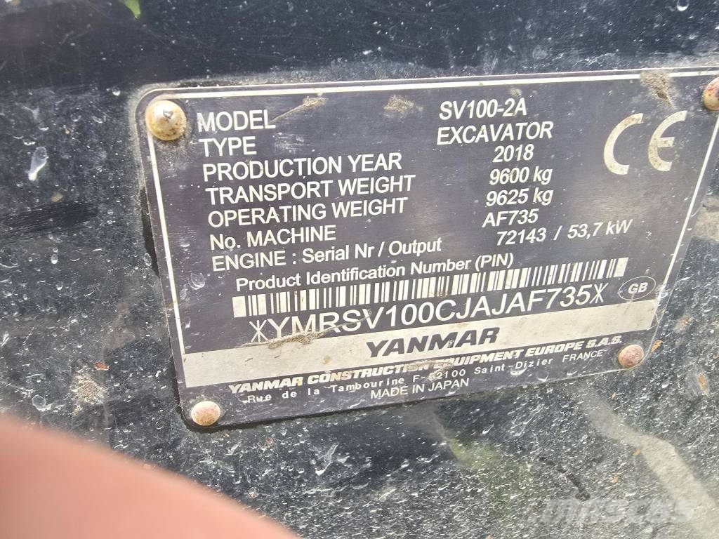 Yanmar SV 100-2 Mini pelle 7t-12t