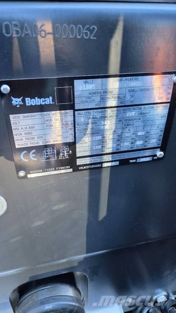 Bobcat B18NT Li-Ion sähkötrukki Электропогрузчики