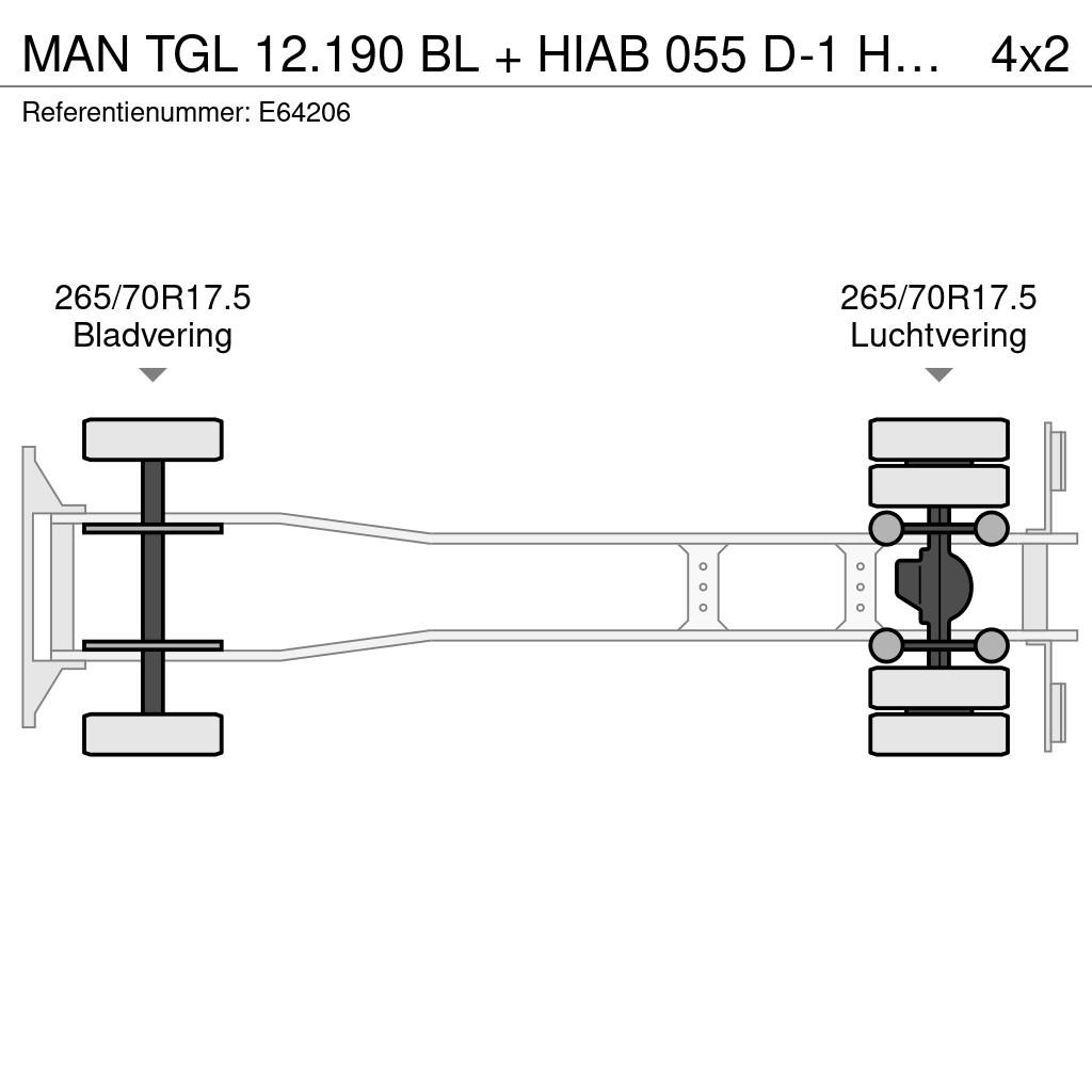 MAN TGL 12.190 BL + HIAB 055 D-1 HIDUO 플랫베드/드롭사이드 트럭