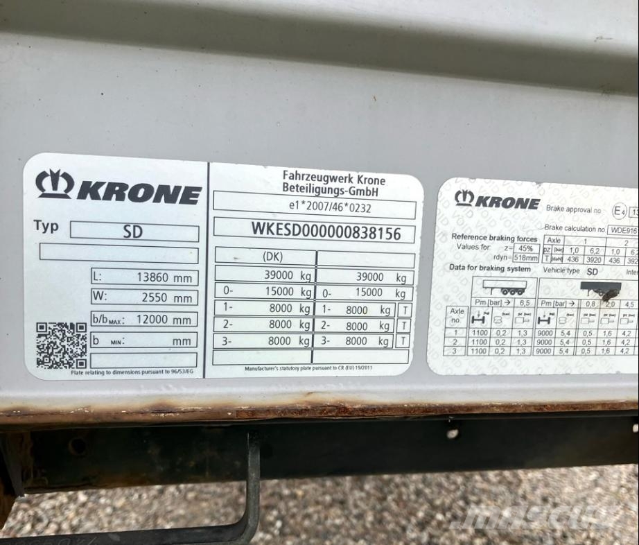 Krone Trailer Curtainsider Sliding Roof Straight Curtainsiderauflieger