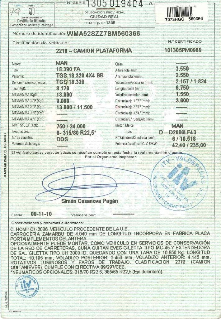 MAN TGS 18.320 Lastbil med lad/Flatbed