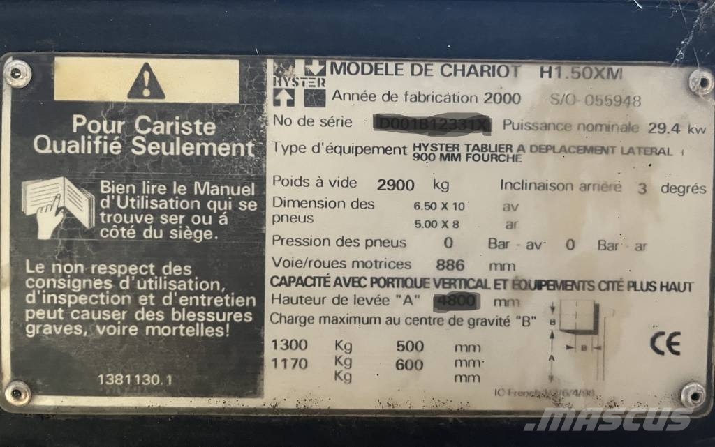 Hyster H 1,75XM  V-3650  EO شاحنات LPG