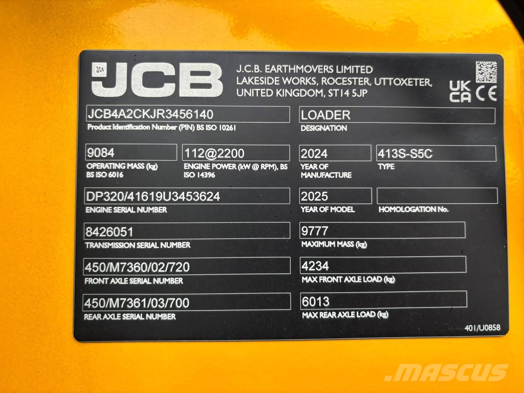 JCB 413K Nordic Edition / U-aura, Kauha, Stage V Iekrāvēji uz riteņiem