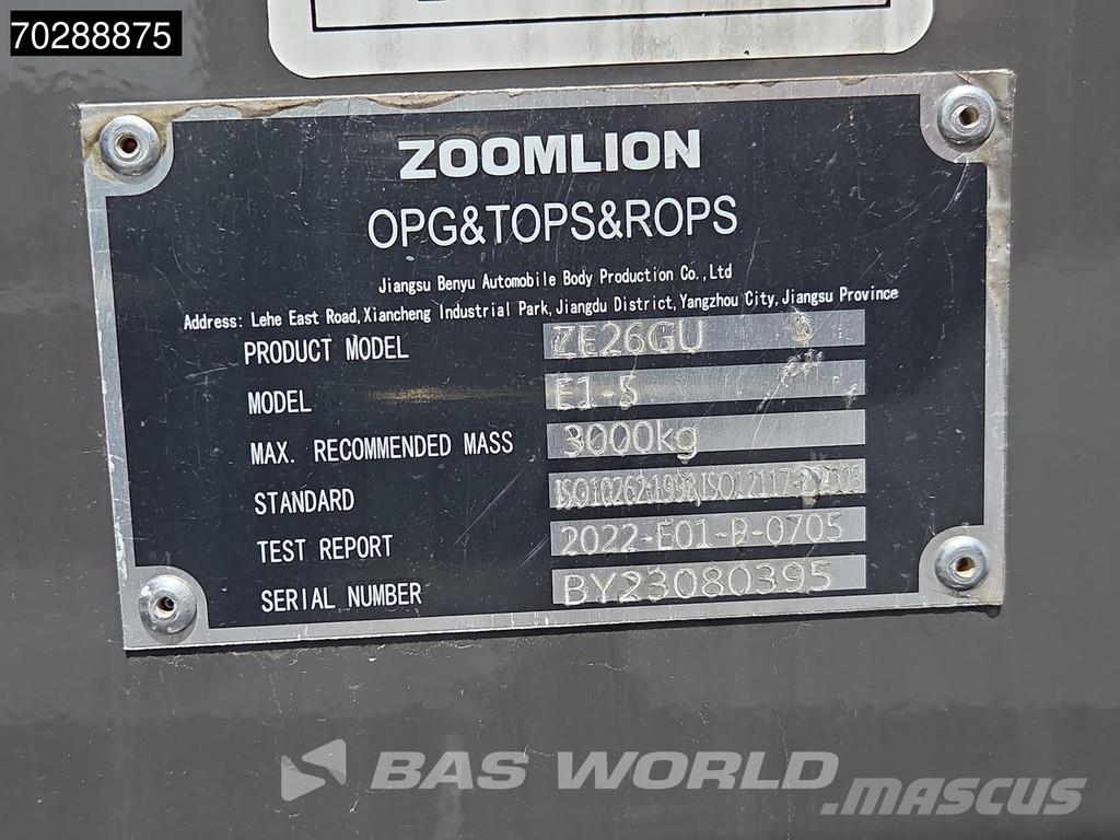 Zoomlion ZE26 GU GARANTÍA DE FÁBRICA - 3 CUCHARAS - MOTOR K Mini excavators < 7t (Mini diggers)