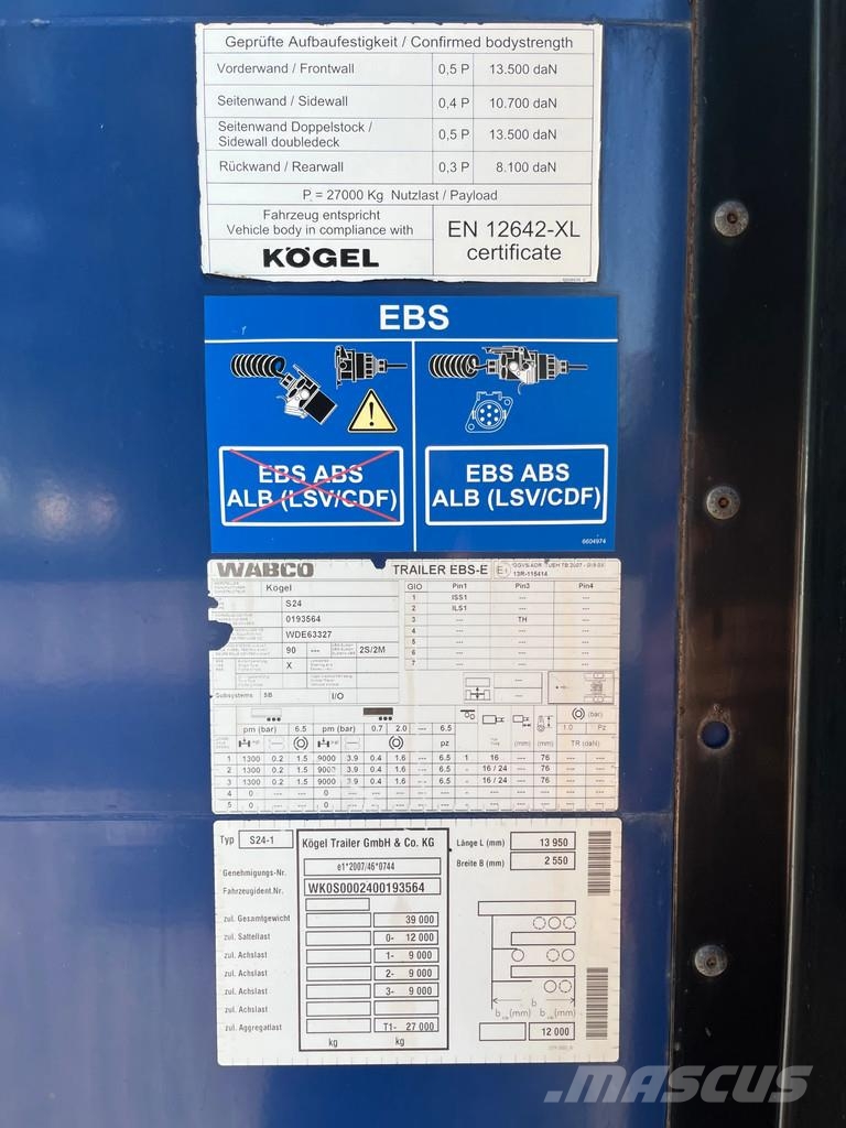 Kögel SN 24-1 *MEGA, *Tautliner, *Liftachse, *Hubdach Curtainsiderauflieger