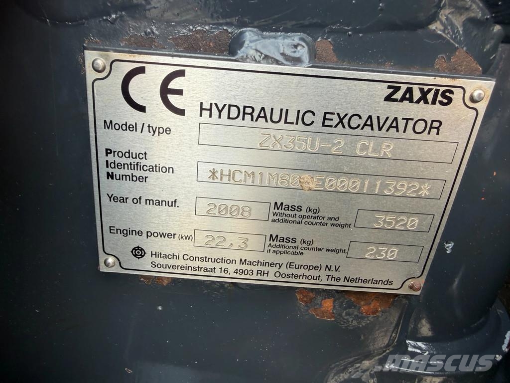 Hitachi ZX35U-2 CLR Mini bagri <7t