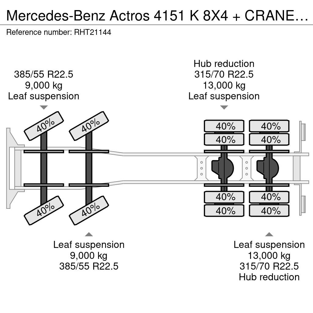 Mercedes-Benz Actros 4151 K 8X4 + CRANE 85 TON/M + FLYJIB + REMO Polovne dizalice za sve terene