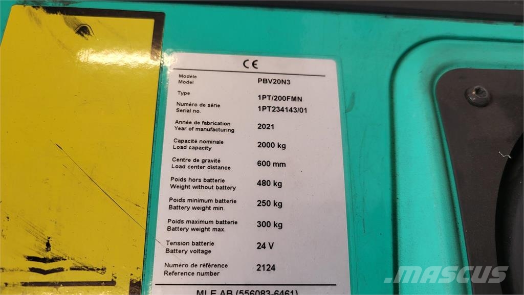 Mitsubishi PBV20N3 2021 Ročni električni viličar