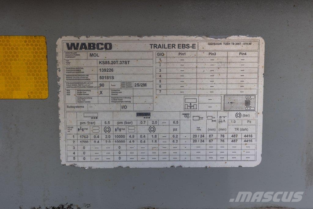 MOL KS85/20T/37ST -HARDOX - HYDR. DEUR Semirremolques de volteo
