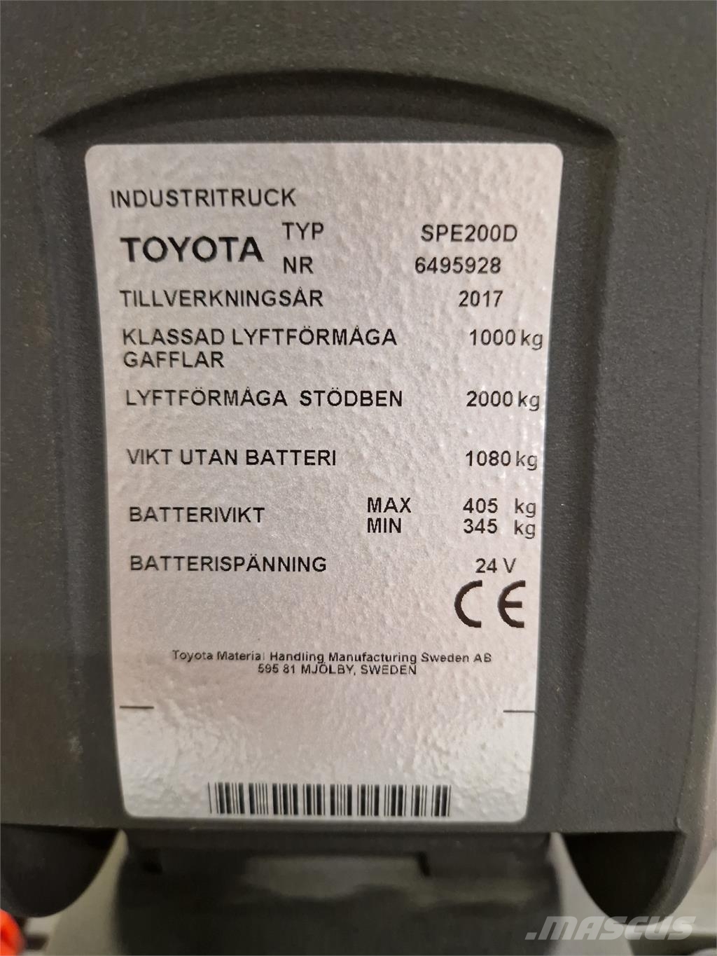 Toyota SPE200D 行走式堆垛机