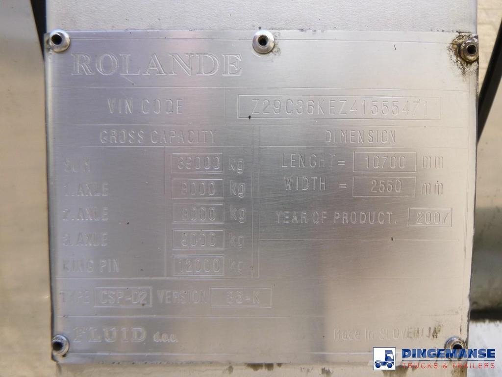  Fluid Chemical tank inox 37.5 m3 / 1 comp ADR 28-1 Poluprikolice cisterne