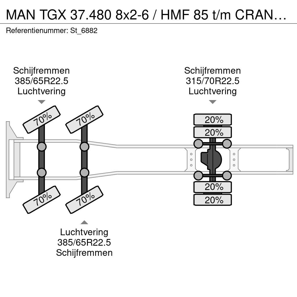 MAN TGX 37.480 8x2-6 / HMF 85 t/m CRANE / KRAN Sattelzugmaschinen