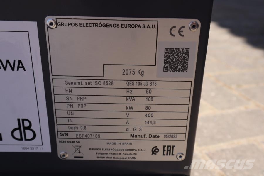 Atlas Copco QES 105 JD ST3 Valid inspection, Diesel, 105 kVA Générateurs diesel