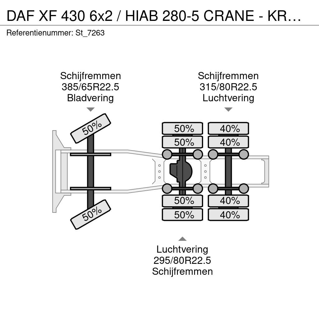 DAF XF 430 6x2 / HIAB 280-5 CRANE - KRAN / REMOTE Vetopöytäautot