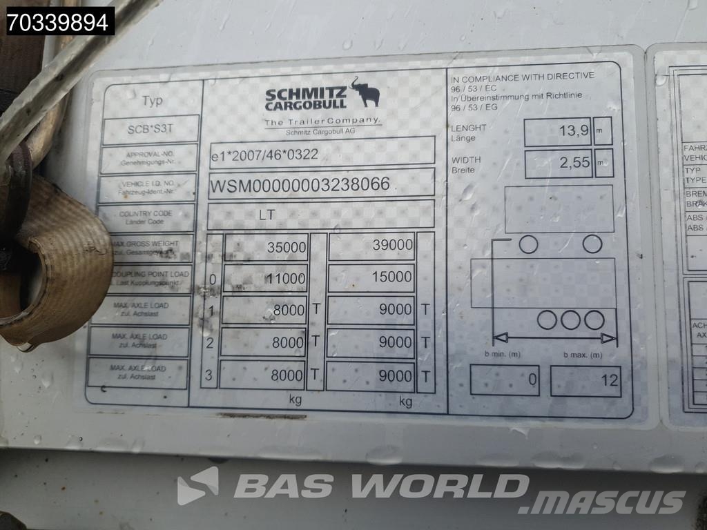 Schmitz Cargobull SCB*S3T 3 axles Sliding Roof Tentpoolhaagised
