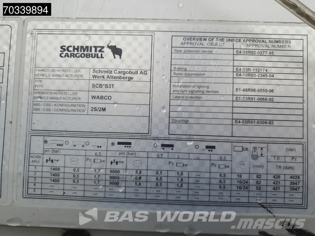 Schmitz Cargobull SCB*S3T 3 axles Sliding Roof Tentpoolhaagised