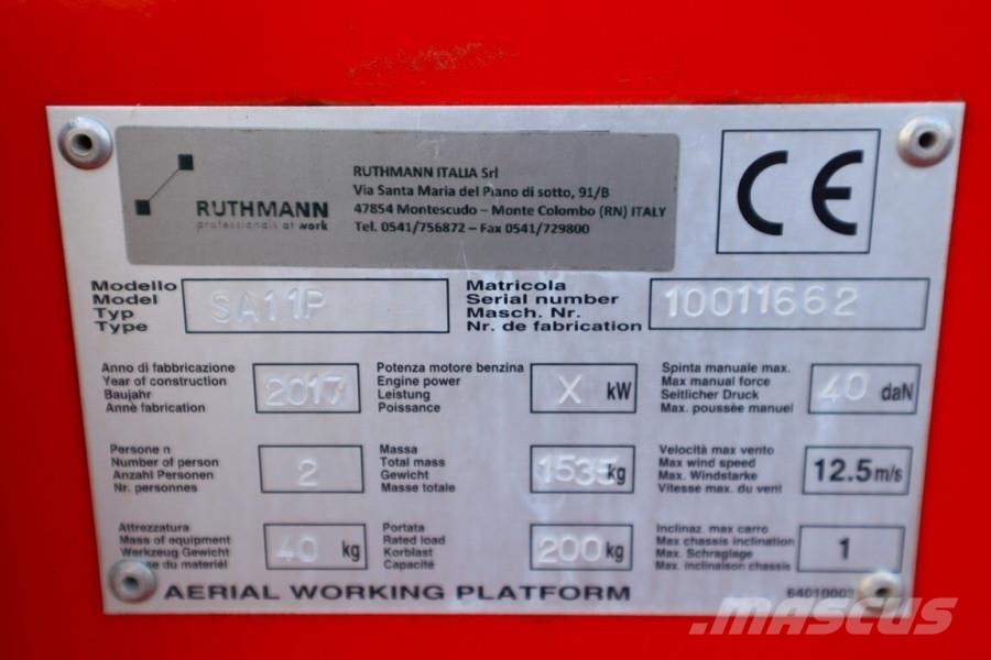 Ruthmann BLUELIFT SA11P As-Is, Electric, 10.8m Working Heig Коленчатые подъемники