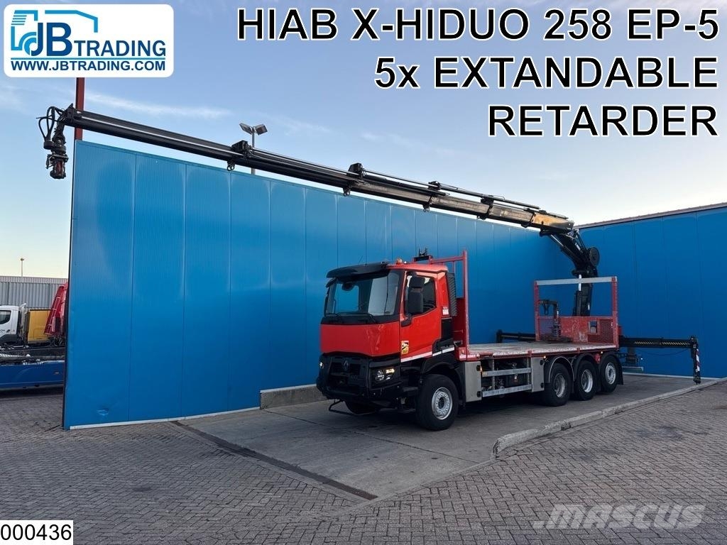 Renault C 430 8x4, EURO 6, Retarder, Hiab, Remote Platformas/izkraušana no sāniem