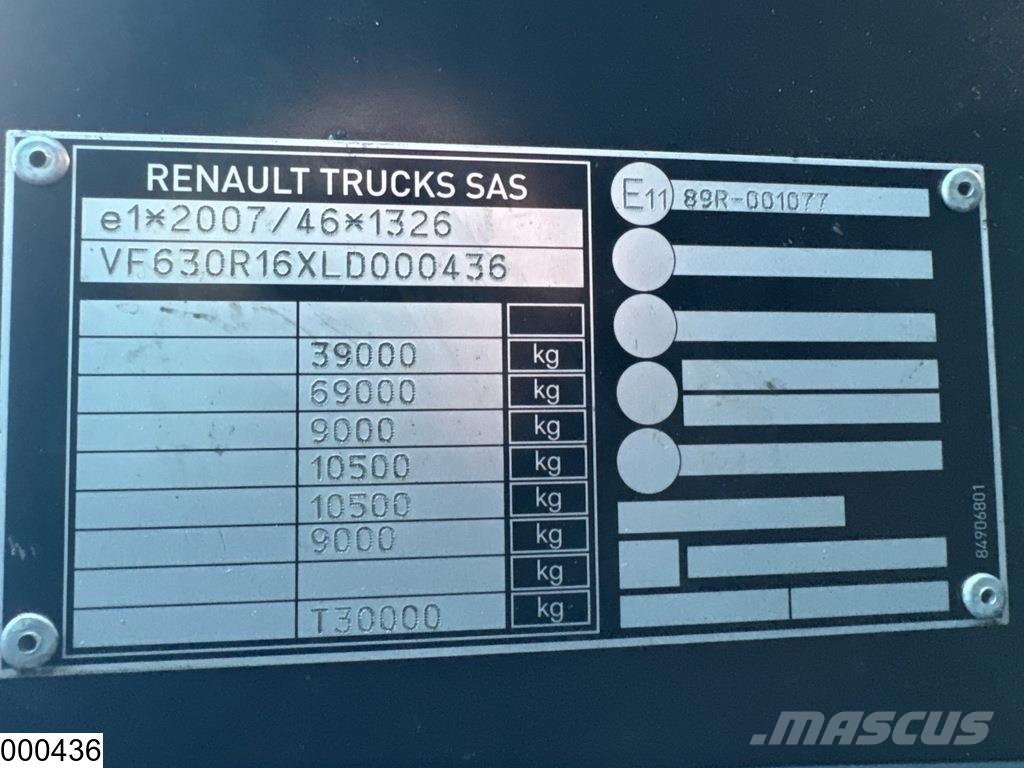 Renault C 430 8x4, EURO 6, Retarder, Hiab, Remote Platformas/izkraušana no sāniem