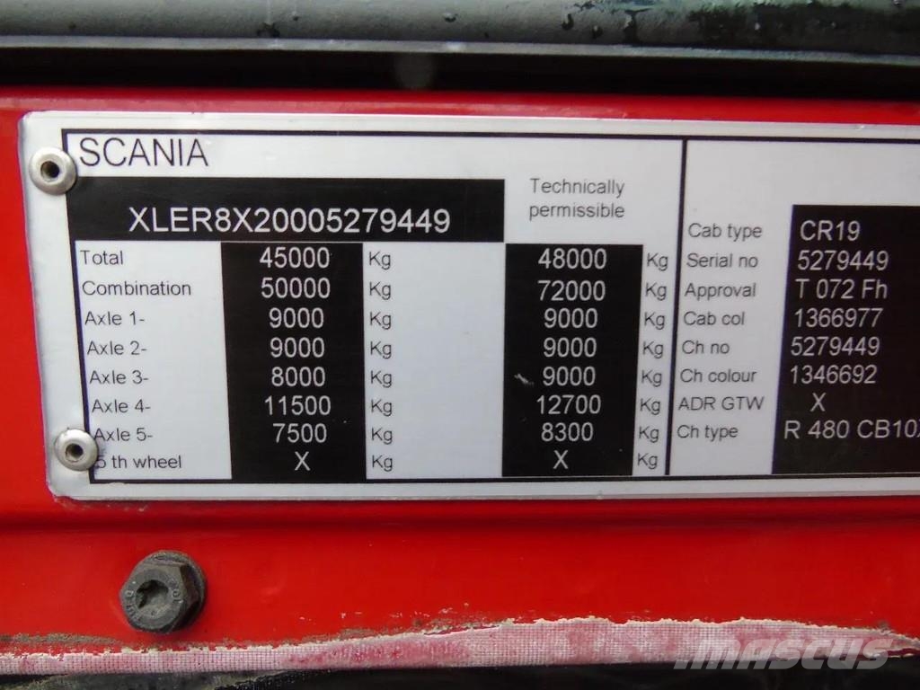 Scania R480 +10X2 + VBG CABLE 30TON Rol kiper kamioni sa kukom za podizanje tereta