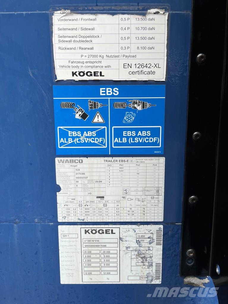Kögel SN 24-1 *MEGA, *Tautliner, *Liftachse, *Hubdach Curtainsiderauflieger