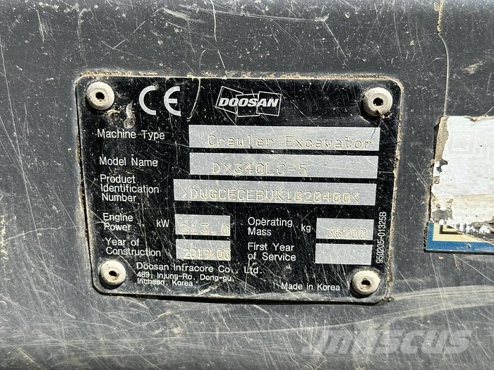 Doosan DX340LC-5 حفارات زحافة