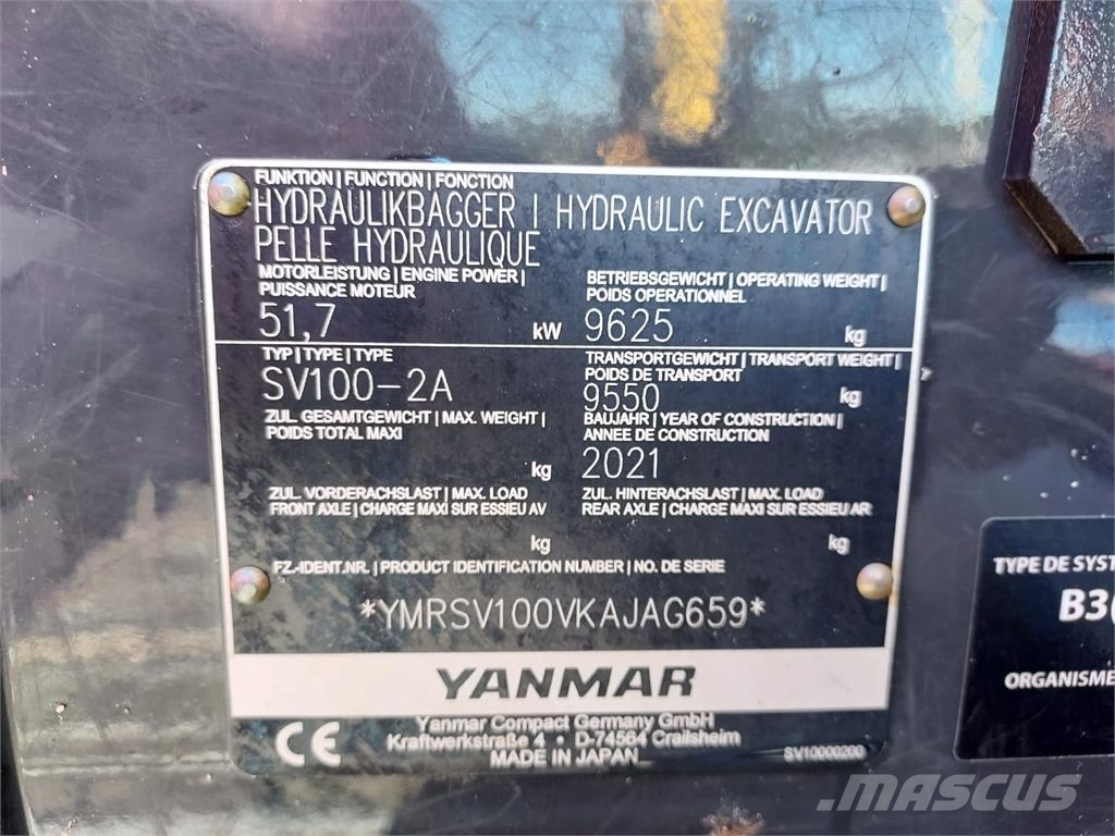 Yanmar SV100-2A Mini rýpadlá < 7t