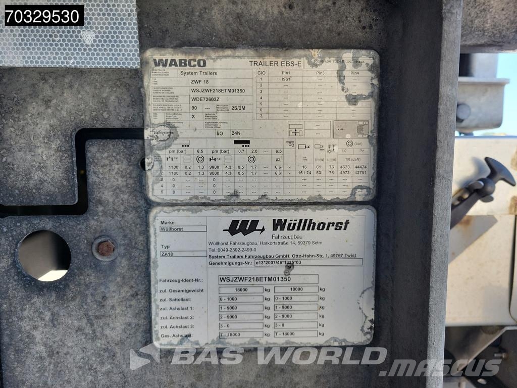  Wuellhorst ZA 18 2 axles Laadklep Tailgate LBW Fri مقطورات بدرجة حرارة قابلة للضبط