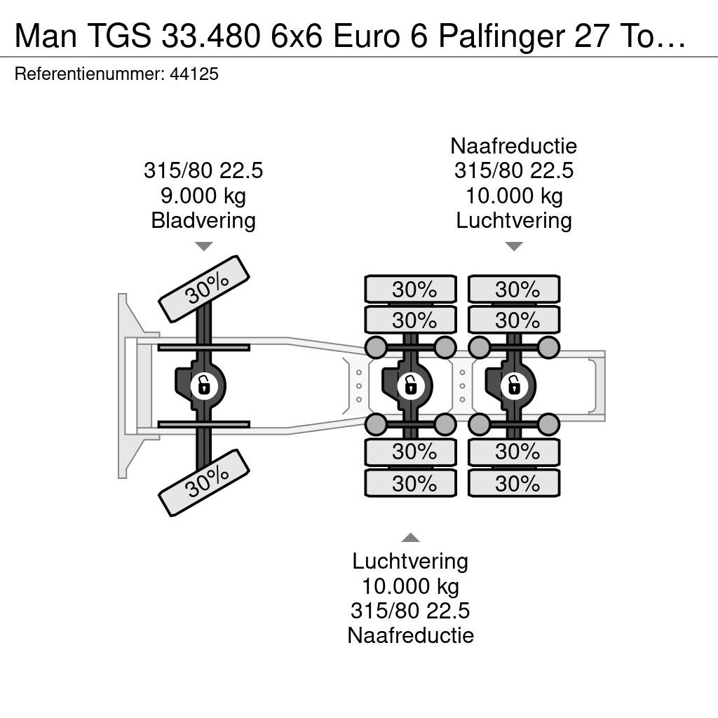 MAN TGS 33.480 6x6 Euro 6 Palfinger 27 Tonmeter boomkr Cavalos mecânicos