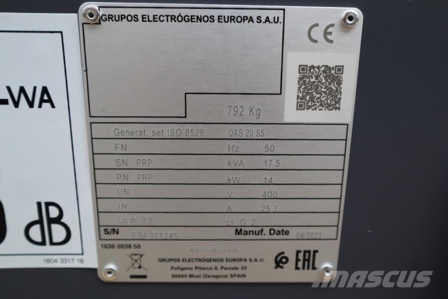 Atlas Copco QAS 20 S5 Valid Inspection, Diesel, 17 kVA, Also A Geradores Diesel