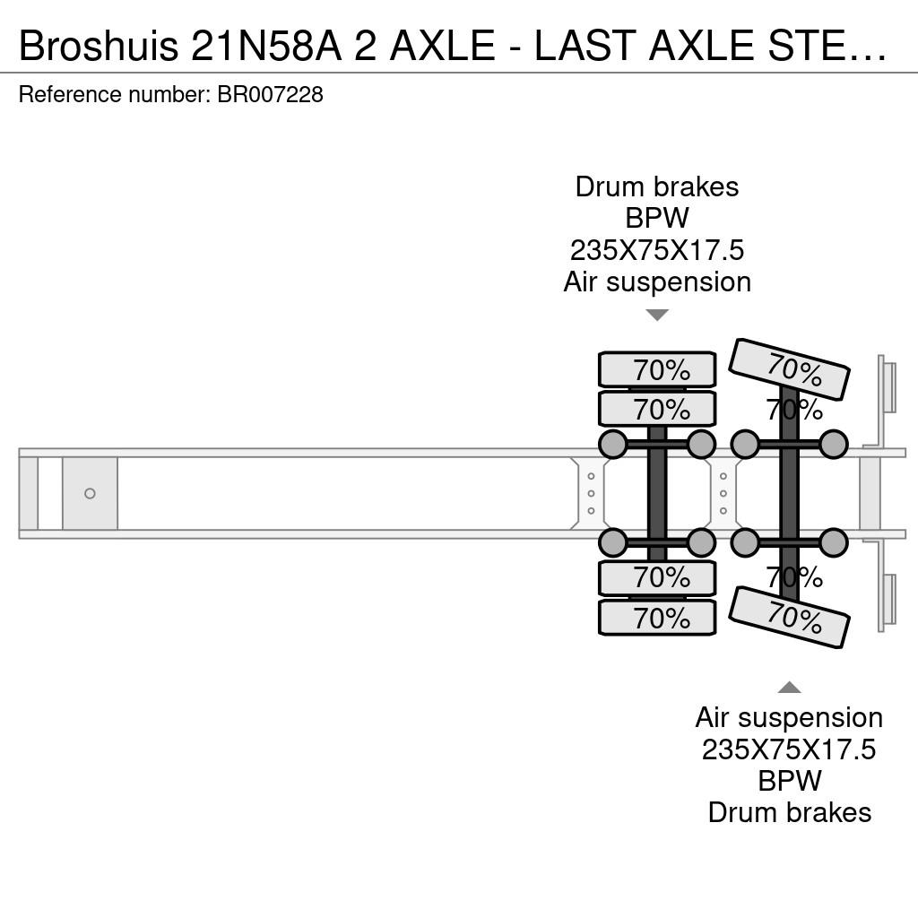 Broshuis 21N58A 2 AXLE - LAST AXLE STEERING - EXTENDABLE نصف مقطورة مسطحة منخفضة