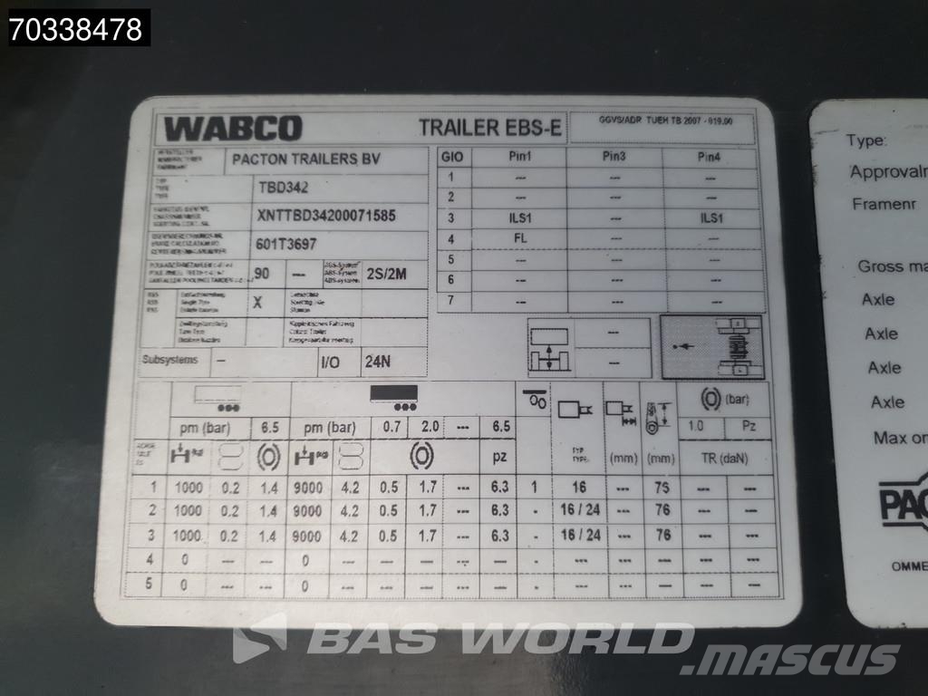 Pacton TBD.3 Lift+stuuras Laadklep APK 07/27 نصف مقطورات بباب جانبي