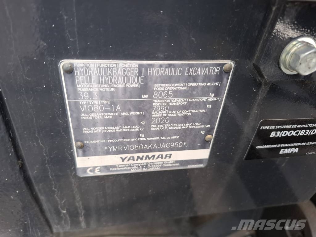 Yanmar Vio 80-1A حفارات وسط 7 طن - 12 طن