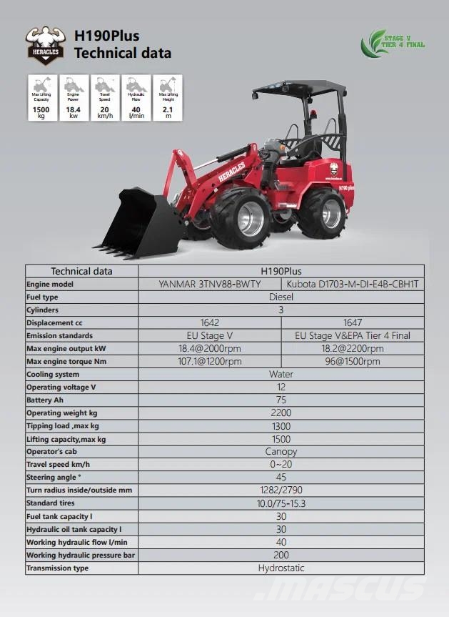 Heracles H190 Pro, Plus en Telescoop NIEUW! Wheel loaders