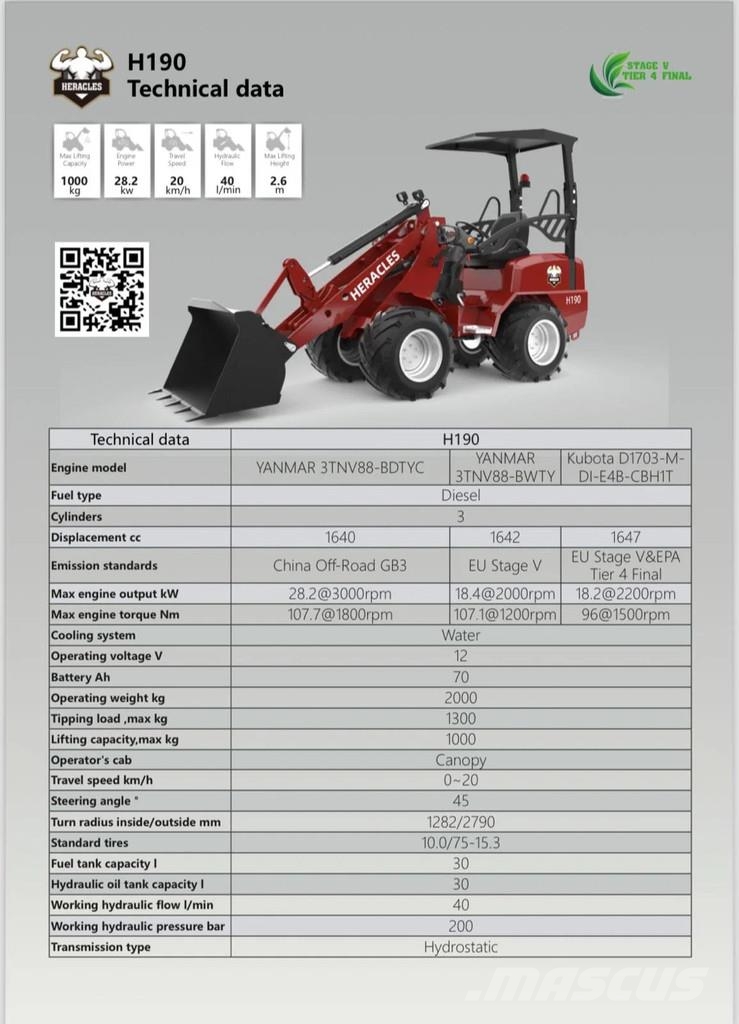 Heracles H190 Pro, Plus en Telescoop NIEUW! Wheel loaders