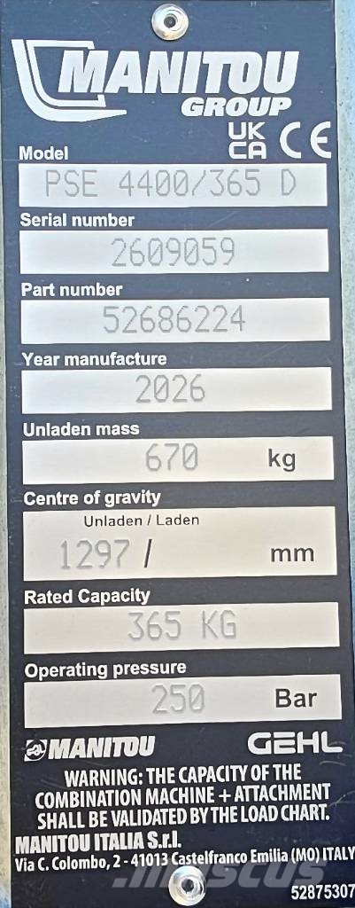 Manitou PSE 4400/365 D  MEN PLATFORM  NEW Other components