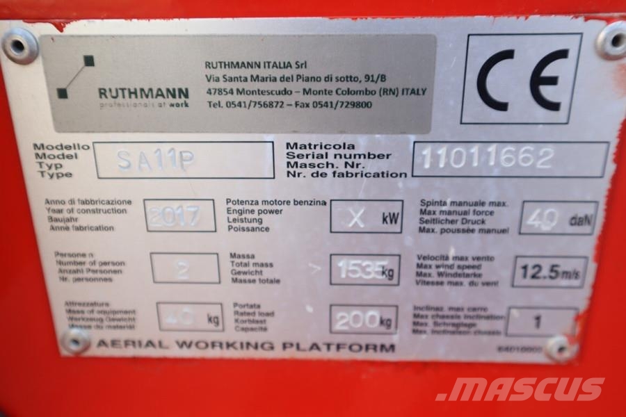 Ruthmann BLUELIFT SA11P As-Is, Electric, 10.8m Working Heig 曲臂高空工作平台