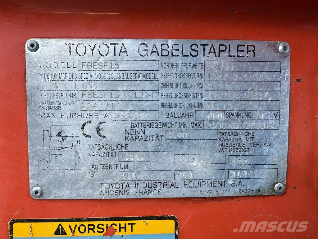 Toyota FBESF15 Elektrische heftrucks