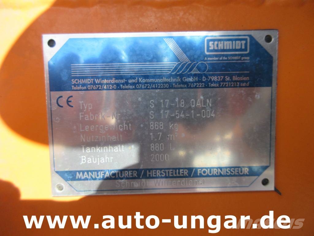 Schmidt Stratos S17 1.7m³ Salzstreuer + 880l Sole Unimog Zand- en zoutstrooimachines