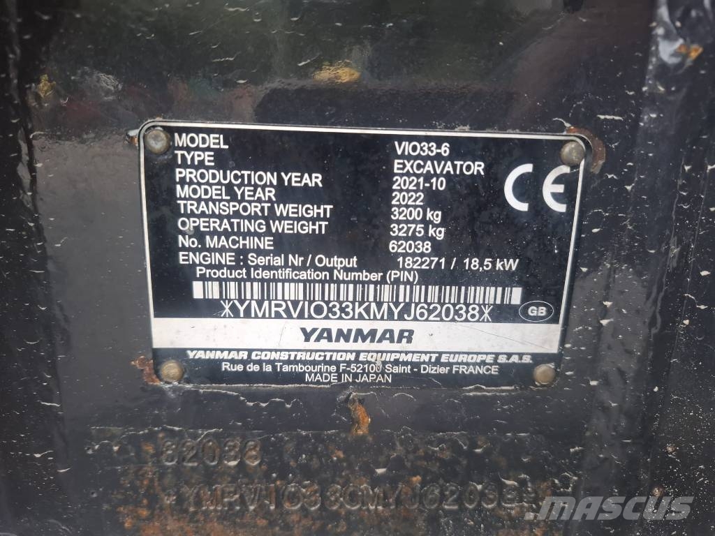 Yanmar VIO 33-6 ENGCON 3 x KAUHA Miniescavadeiras < 7t (Mini escavadeiras)