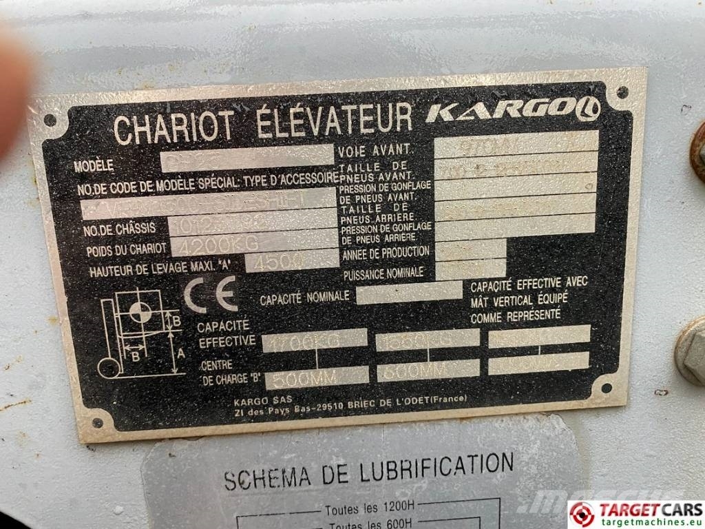 Kargo GH25 Forklift LPG 1.7T Triplex-450cm Sideshi LPG gaffeltrucks