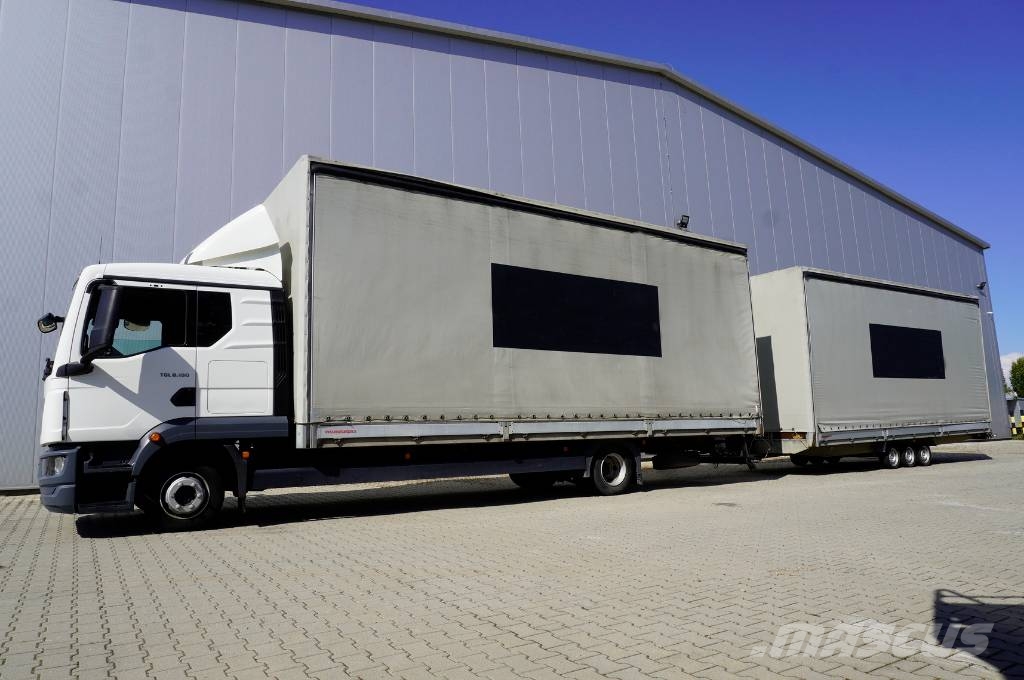 MAN TGL 8.190 4×2 / Cutrainsider + trailer / 80 tho.km Camiones de caja de lona