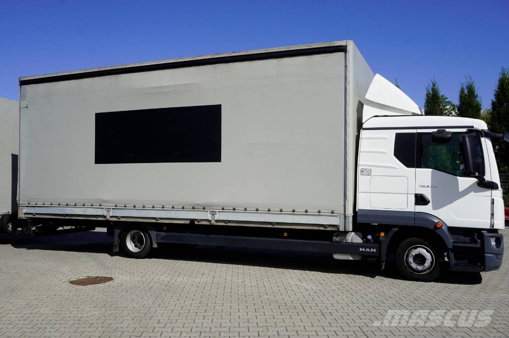 MAN TGL 8.190 4×2 / Cutrainsider + trailer / 80 tho.km Camiones de caja de lona